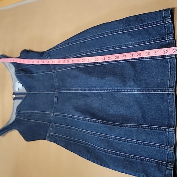 Forever 21 Size S Med-Dark Wash Blue Denim Bodycon Mini Halter Dress, Like New - Picture 8 of 11